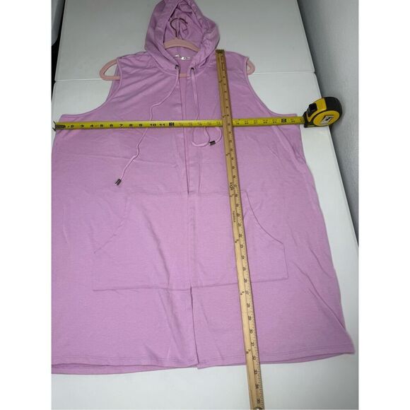 Cyrus Women's Sleeveless Open Front Cardigan Hooded w/Pockets Plus Size 2X Pink - Picture 7 of 9
